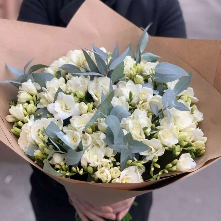 51 фрезия с эвкалиптом в Ярославле