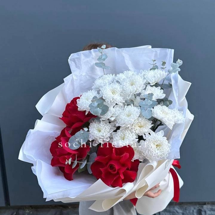 Дуо розы и хризантемы в Ярославле