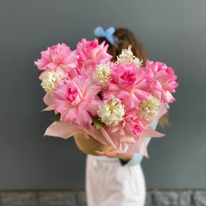 Дуо розы и гиацинты с доставкой в Ярославле