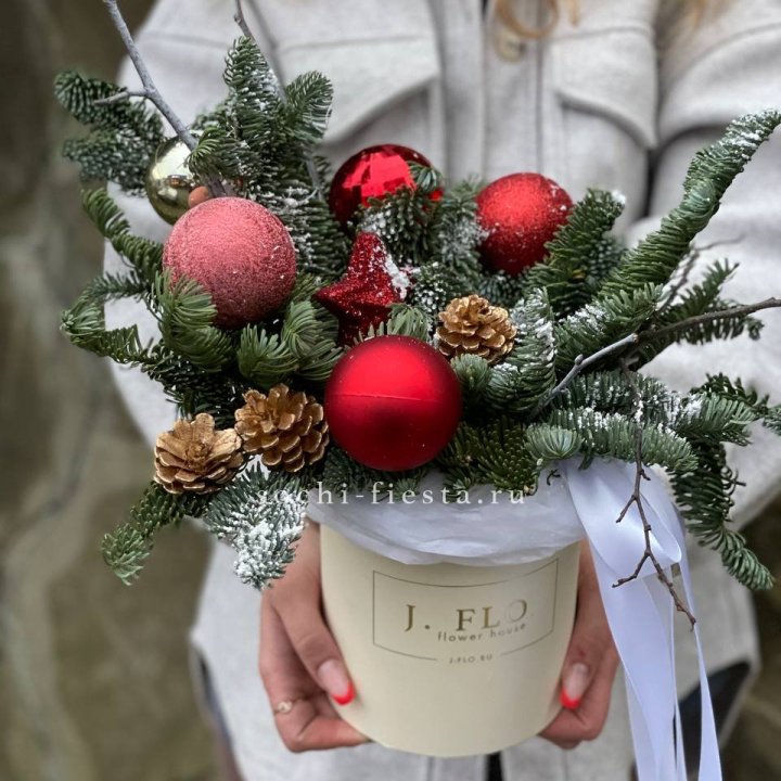 Новогодняя композиция в коробке ред в Ярославле