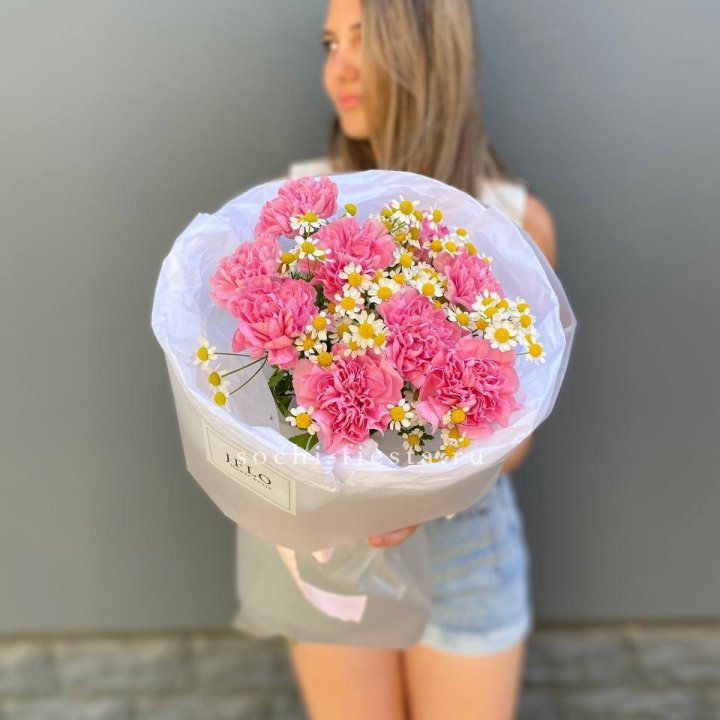 Дуобукет диантусов и ромашек в Ярославле