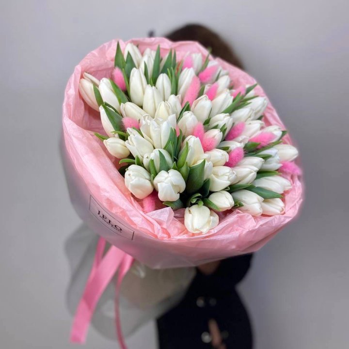 51 белый тюльпан "Рози" в Ярославле