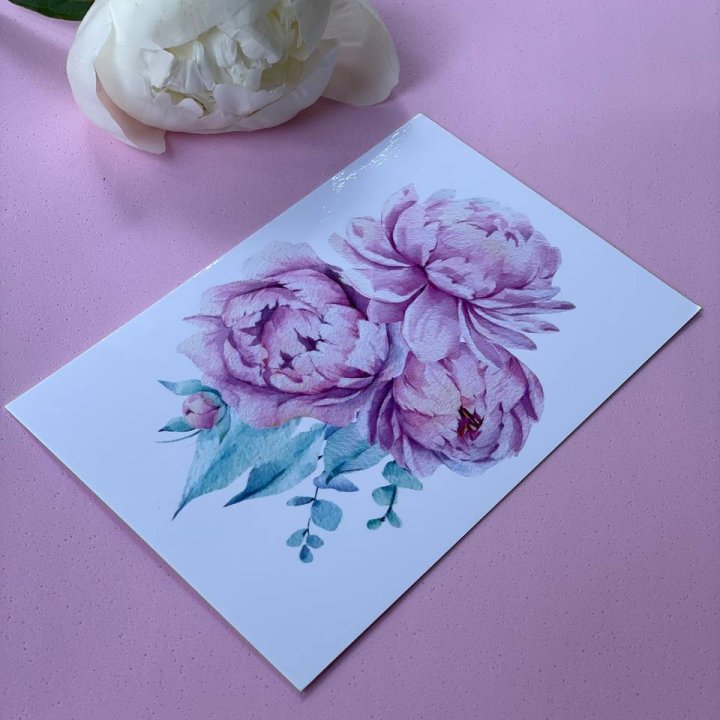 Открытка к букету "Пионы" в Ярославле