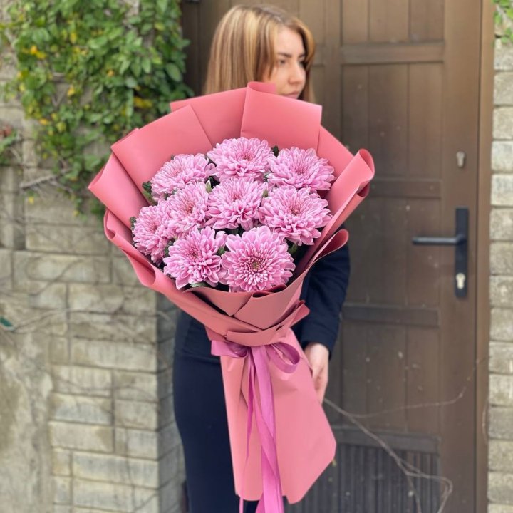 Букет хризантем розовый в Ярославле