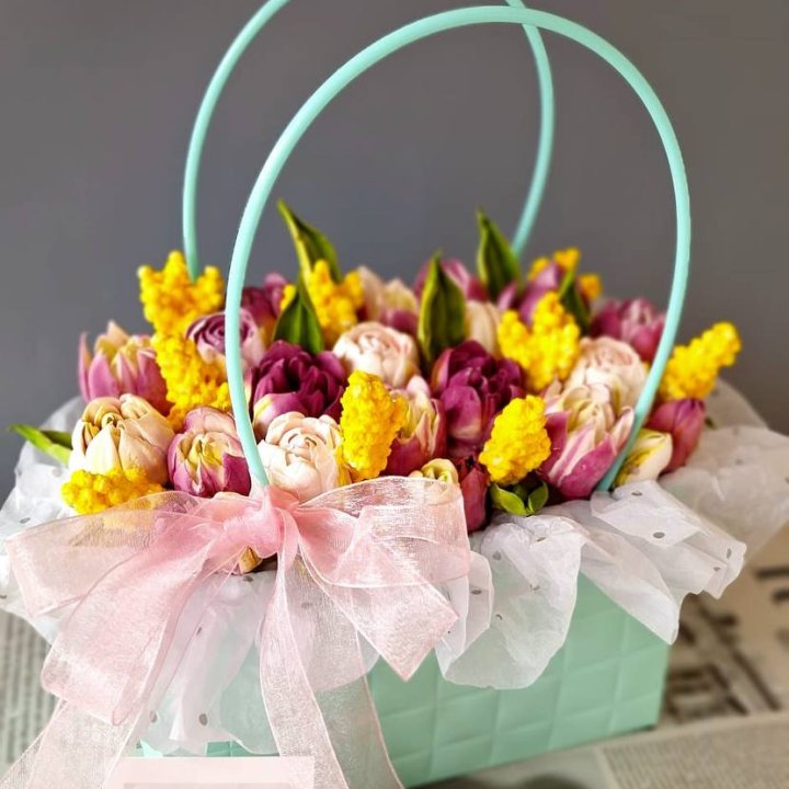 Тюльпаны в сумочке из зефира в Ярославле