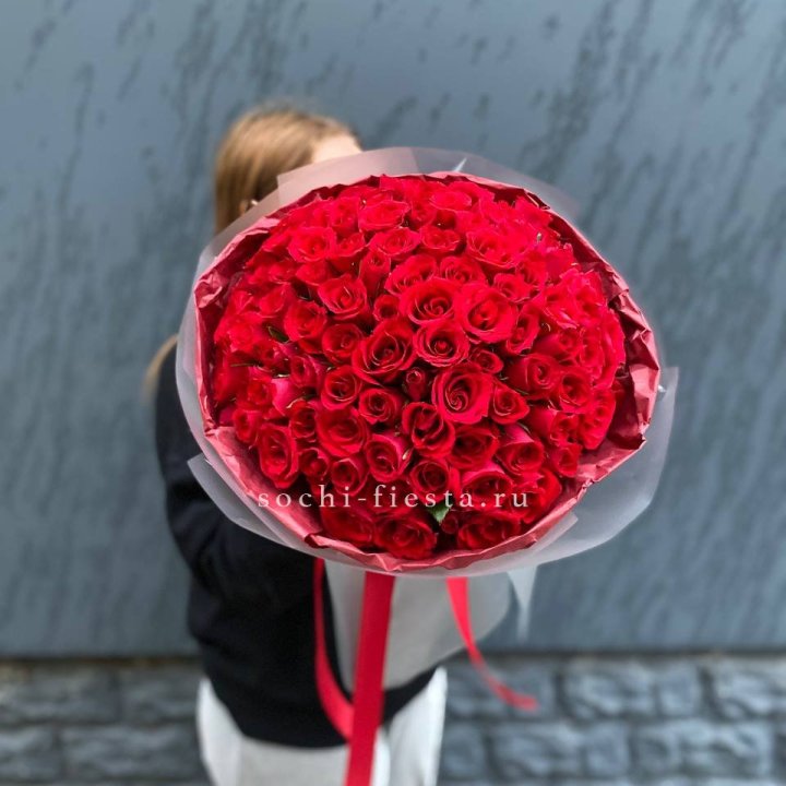 101  красная кенийская роза  с доставкой в Ярославле