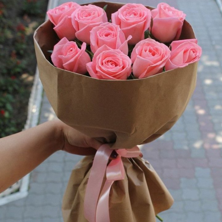 9 розовых роз в Ярославле