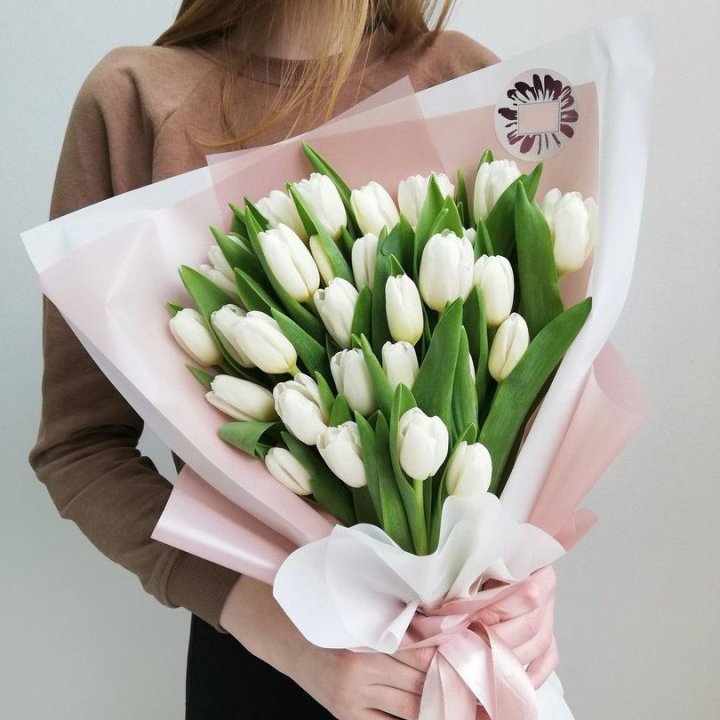Букет белых тюльпанов "Моника" в Ярославле