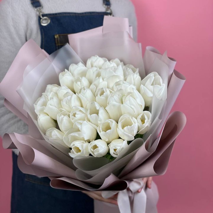 Букет белых тюльпанов "Пур-пур" в Ярославле